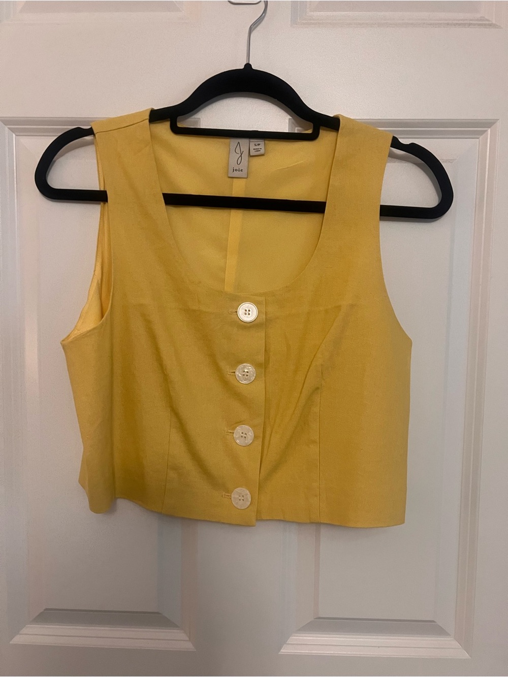 Joie Yellow Button-Front Sleeveless Crop Top- NWOT